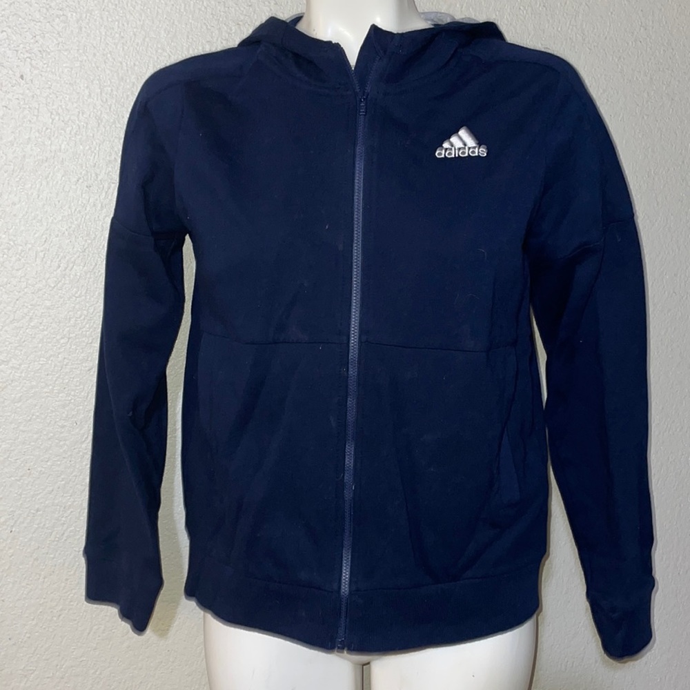 Kids Navy Blue Adidas Zip Hoodie - New - Medium